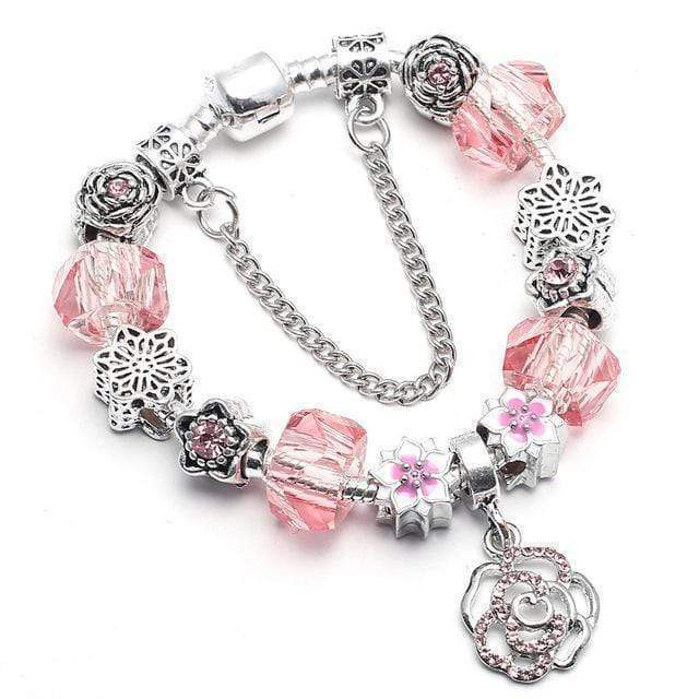 Pandora Styled Flower Womens Bracelet